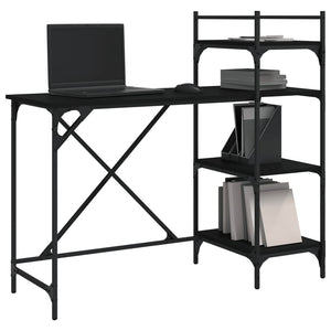 Computertisch mit Regal, Schwarz, 120 cm