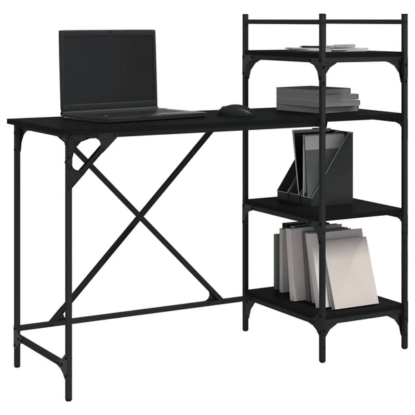 Computertisch mit Regal, Schwarz, 120 cm