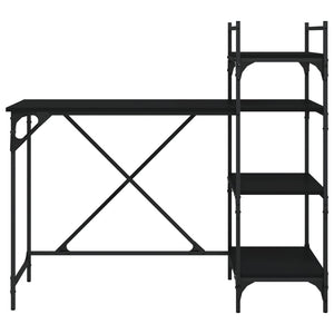 Computertisch mit Regal, Schwarz, 120 cm