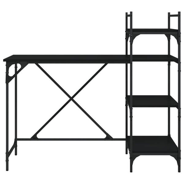 Computertisch mit Regal, Schwarz, 120 cm