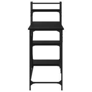 Computertisch mit Regal, Schwarz, 120 cm