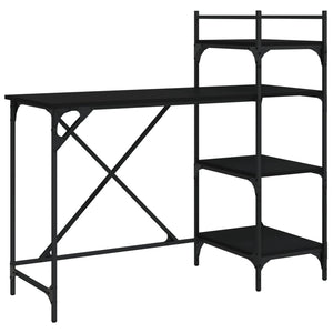 Computertisch mit Regal, Schwarz, 120 cm