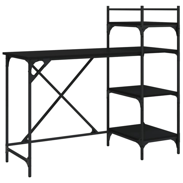 Computertisch mit Regal, Schwarz, 120 cm