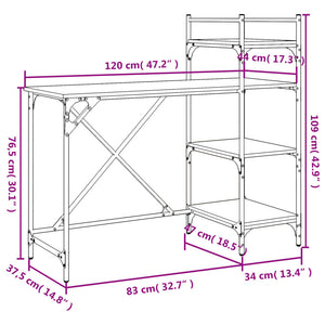 Computertisch mit Regal, Schwarz, 120 cm