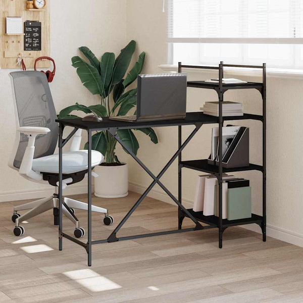 Computertisch mit Regal, Schwarz, 120 cm