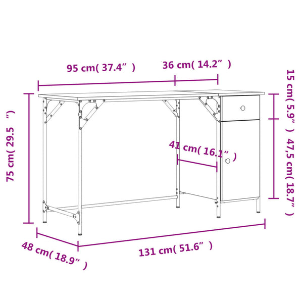 Computertisch Sonoma-Eiche 131 cm