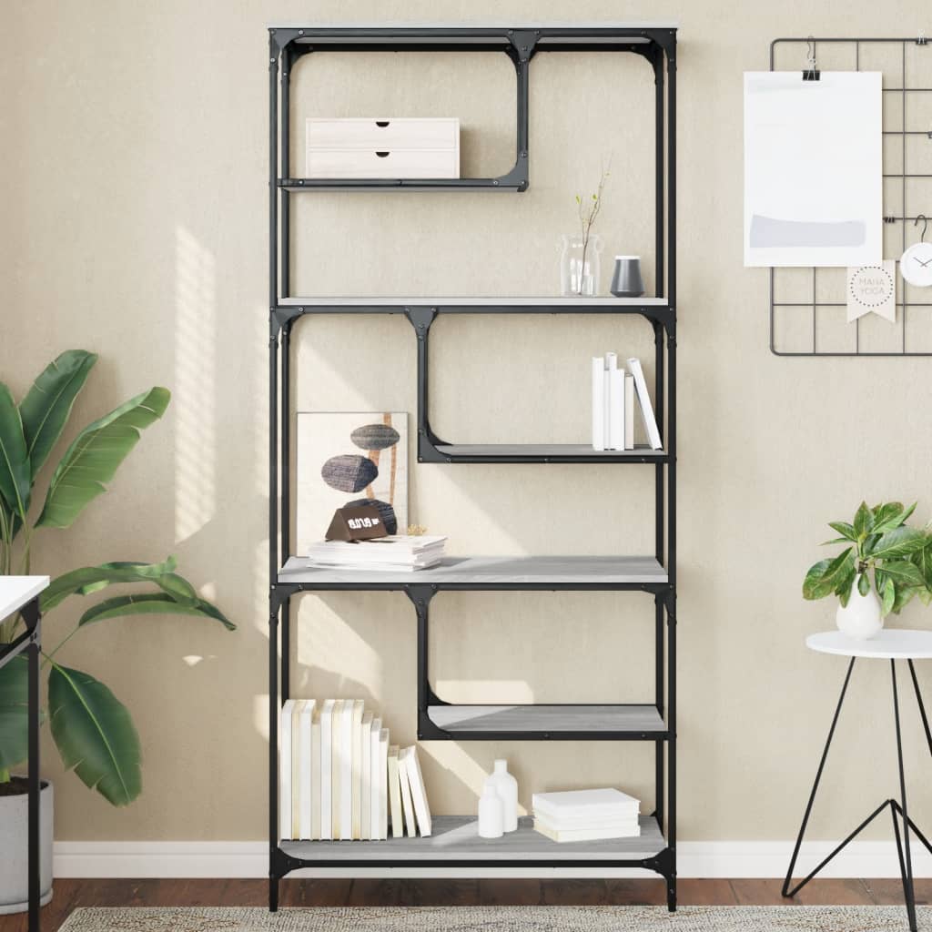 Bücherregal Grau Sonoma 81x36x176 cm