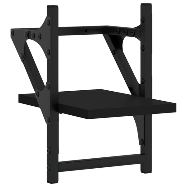 Wandregale mit Stange, Schwarz, 2er-Set