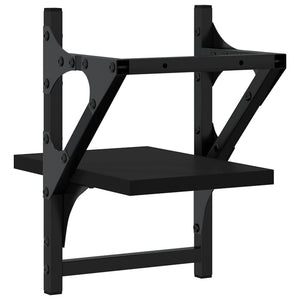 Wandregale mit Stange, Schwarz, 2er-Set