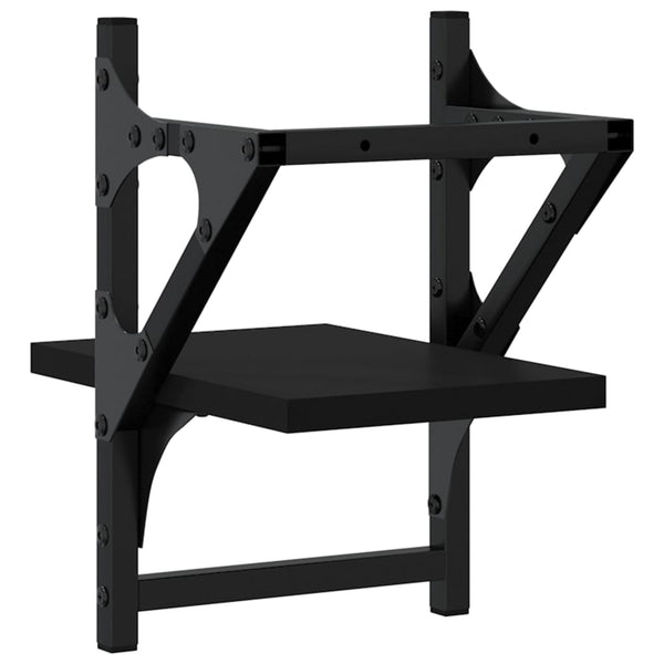 Wandregale mit Stange, Schwarz, 2er-Set