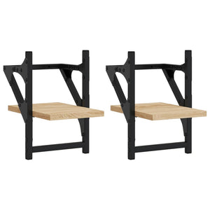 Wandregale mit Stangen Sonoma Eiche 2er Set
