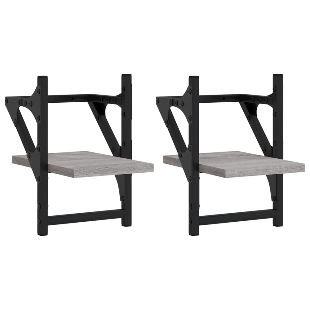 Wandregale mit Stange Grau Sonoma 2er Set
