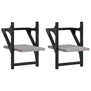 Wandregale mit Stange Grau Sonoma 2er Set
