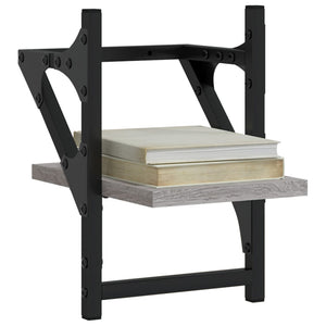 Wandregale mit Stange Grau Sonoma 2er Set