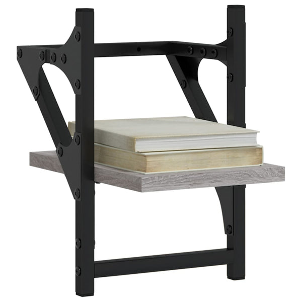 Wandregale mit Stange Grau Sonoma 2er Set
