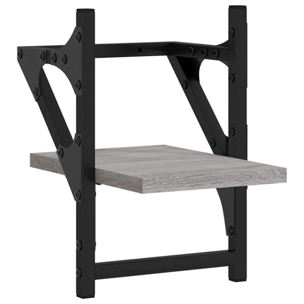 Wandregale mit Stange Grau Sonoma 2er Set