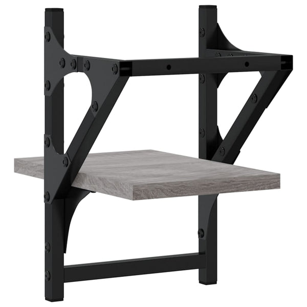 Wandregale mit Stange Grau Sonoma 2er Set