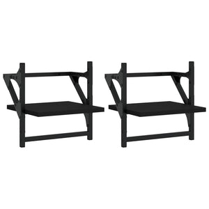 Wandregale mit Stange, 2er Set, Schwarz