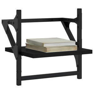 Wandregale mit Stange, 2er Set, Schwarz