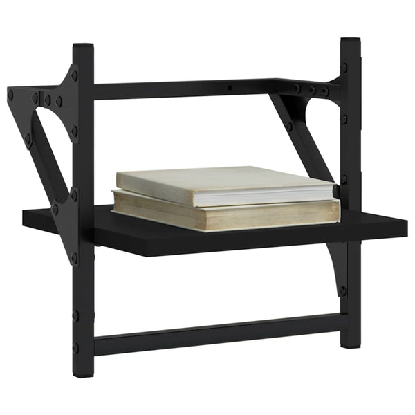 Wandregale mit Stange, 2er Set, Schwarz