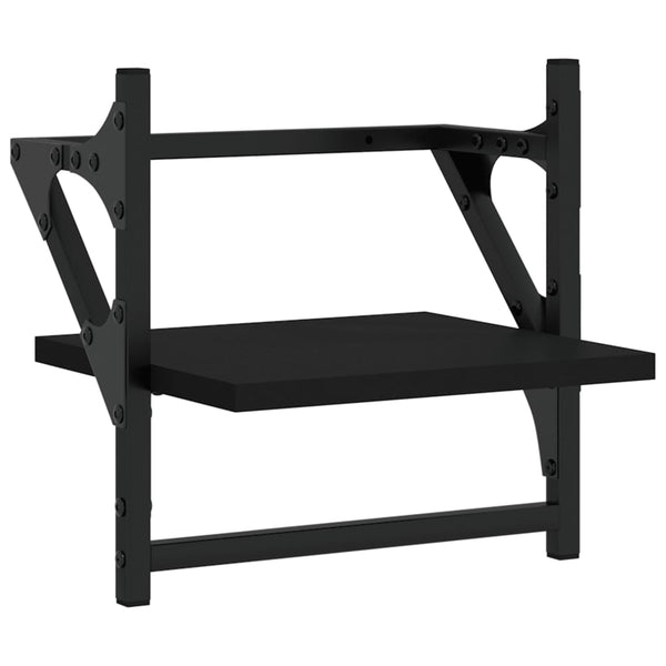 Wandregale mit Stange, 2er Set, Schwarz