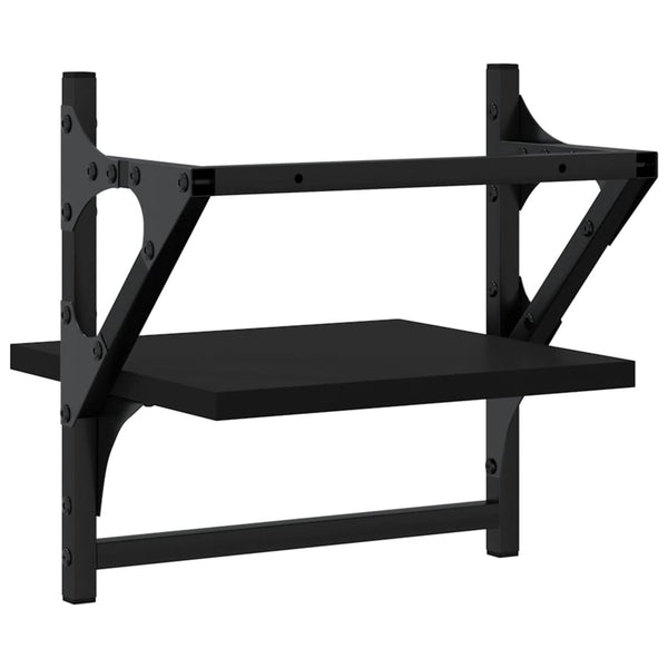 Wandregale mit Stange, 2er Set, Schwarz