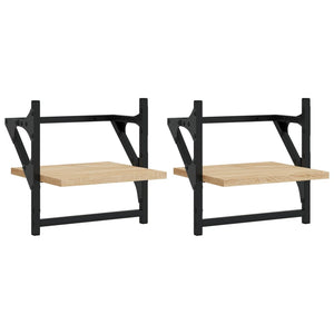 Wandregale mit Stange, 2er Set Sonoma Eiche
