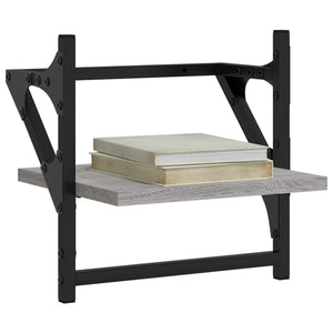 Wandregale mit Stange, 2er Set Grau