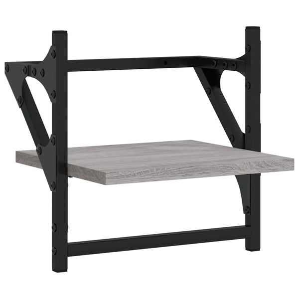 Wandregale mit Stange, 2er Set Grau