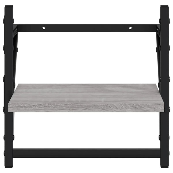 Wandregale mit Stange, 2er Set Grau