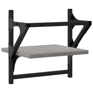 Wandregale mit Stange, 2er Set Grau