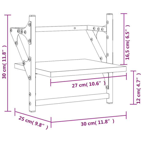 Wandregale mit Stange, 2er Set Grau