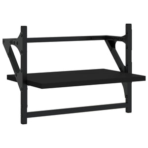 Wandregale mit Stange, Schwarz, 2er-Set