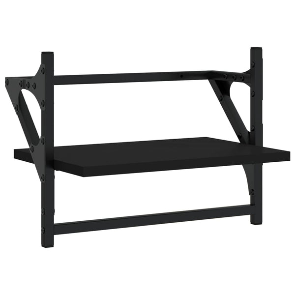 Wandregale mit Stange, Schwarz, 2er-Set