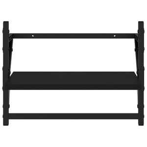 Wandregale mit Stange, Schwarz, 2er-Set