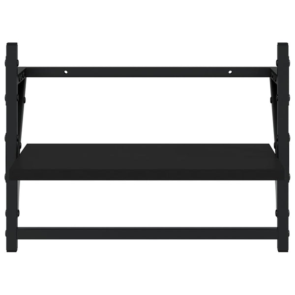 Wandregale mit Stange, Schwarz, 2er-Set