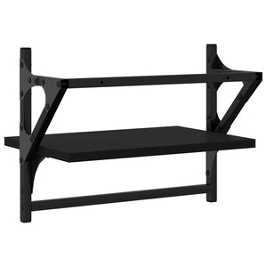 Wandregale mit Stange, Schwarz, 2er-Set