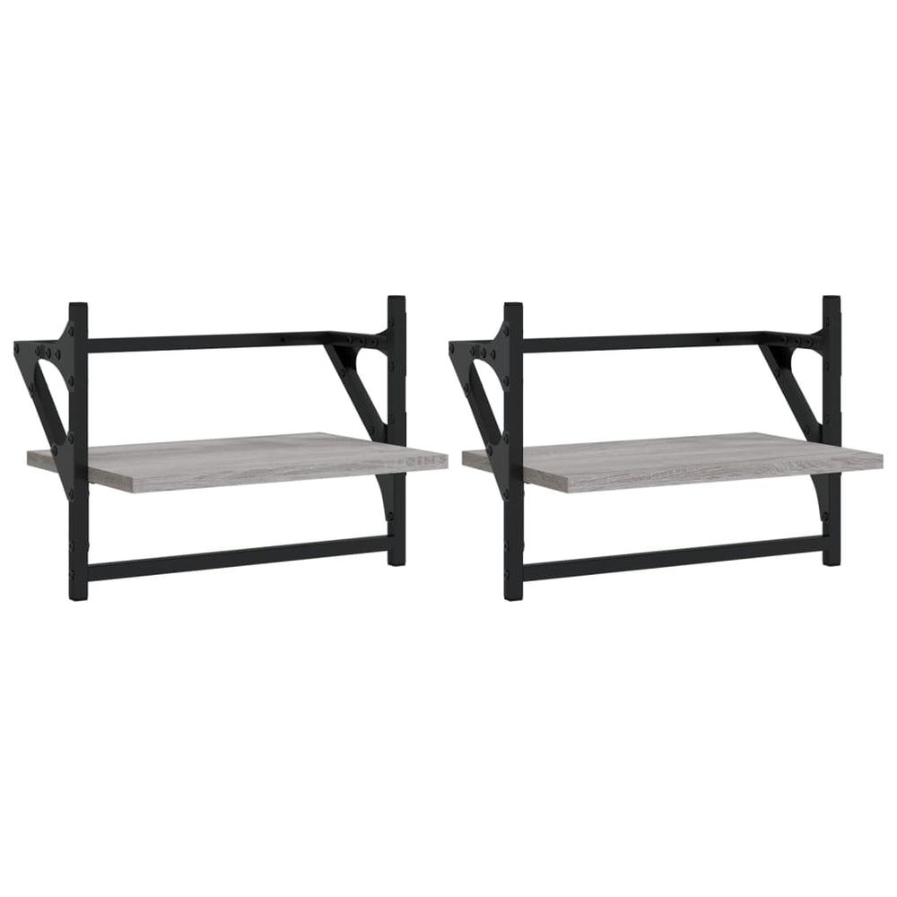 Wandregale mit Stange Grau Sonoma 2er Set
