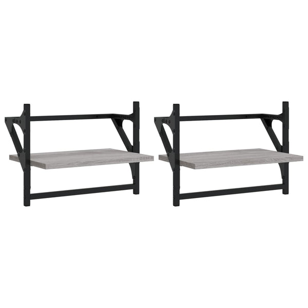 Wandregale mit Stange Grau Sonoma 2er Set