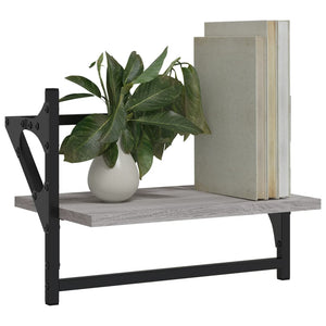 Wandregale mit Stange Grau Sonoma 2er Set