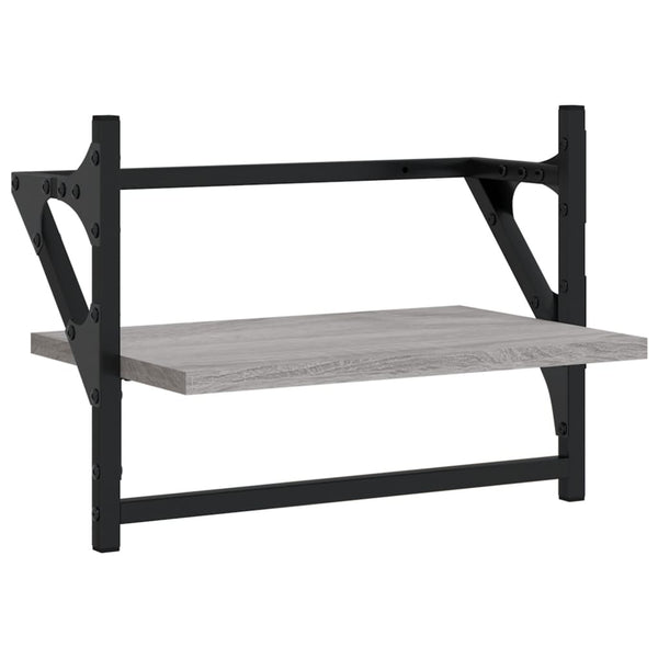Wandregale mit Stange Grau Sonoma 2er Set