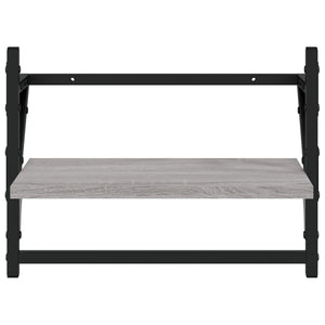 Wandregale mit Stange Grau Sonoma 2er Set