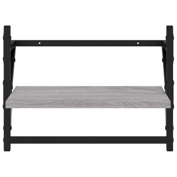 Wandregale mit Stange Grau Sonoma 2er Set