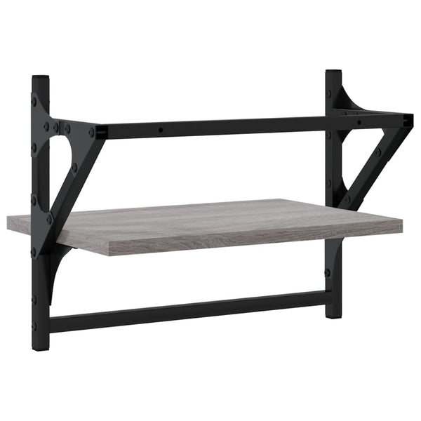 Wandregale mit Stange Grau Sonoma 2er Set
