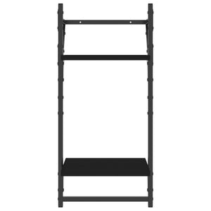 Wandregale mit Stange, 2er Set, Schwarz