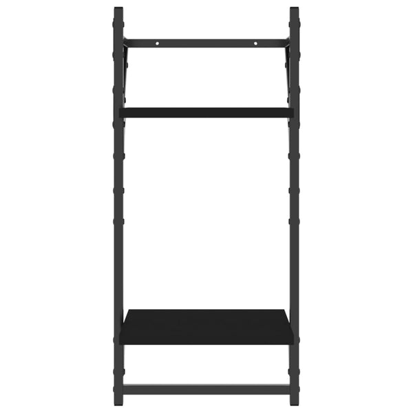Wandregale mit Stange, 2er Set, Schwarz
