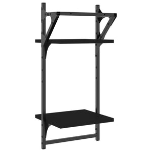Wandregale mit Stange, 2er Set, Schwarz