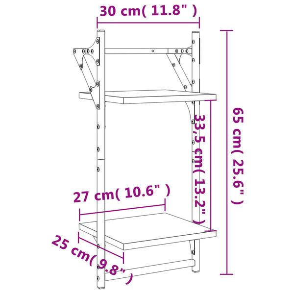 Wandregale mit Stange, 2er Set Räuchereiche