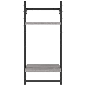 Wandregale mit Stange, Grau Sonoma, 2er Set