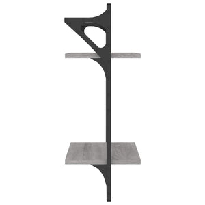 Wandregale mit Stange, Grau Sonoma, 2er Set